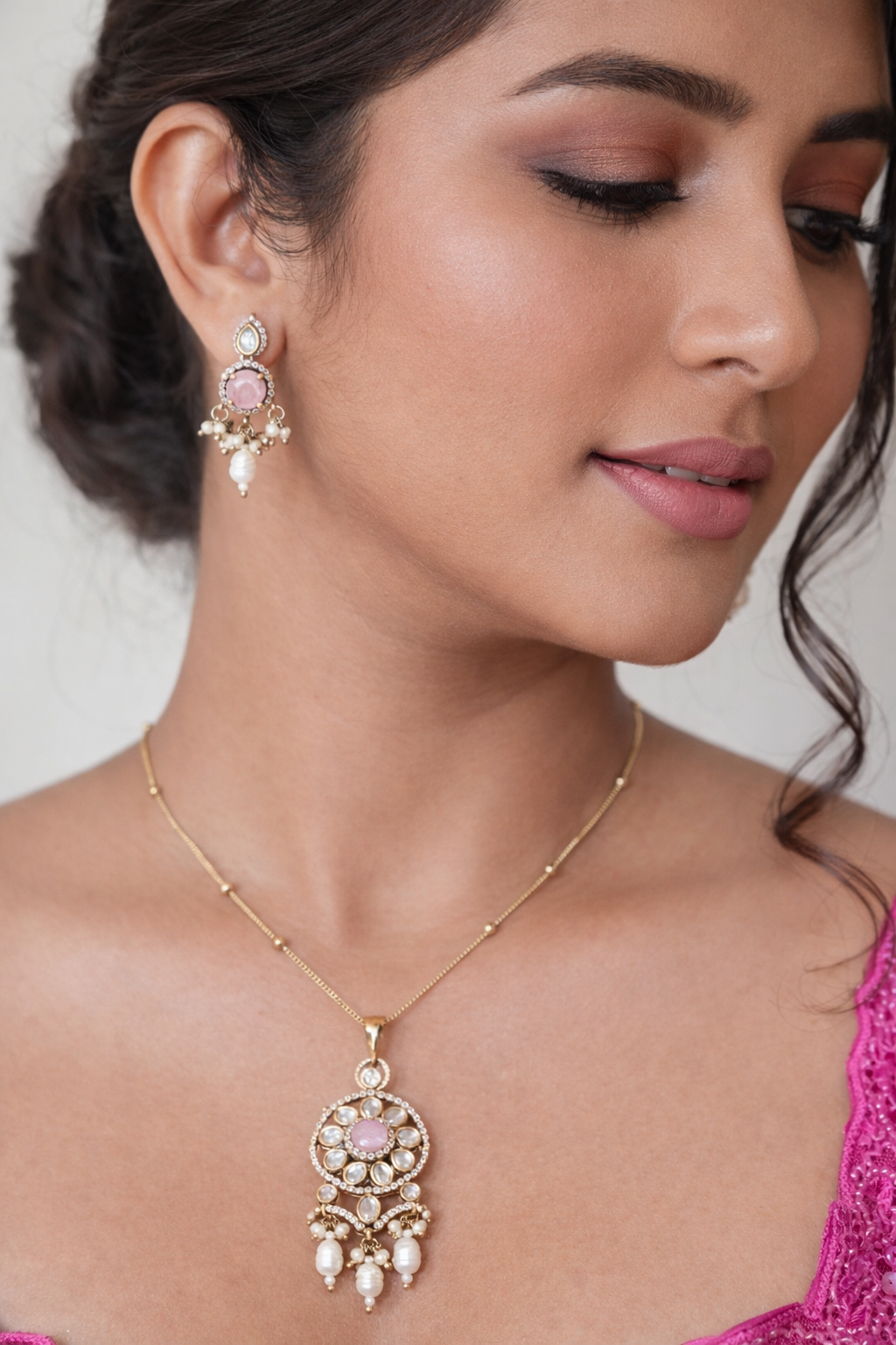 Myra Blush Bloom Pendant Set