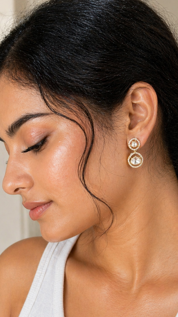 Kiara Crystal Teardrop Halo Earrings