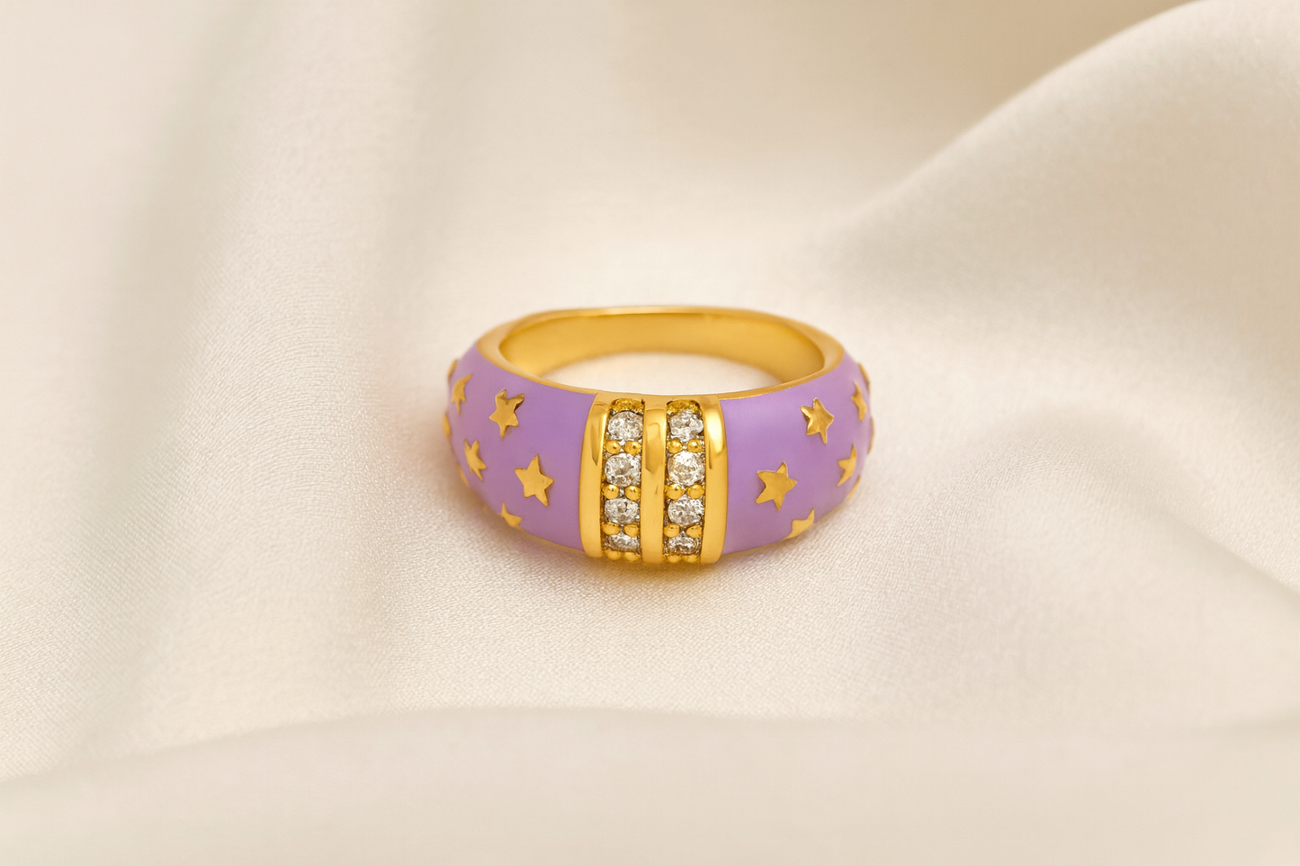 Cosmic Crown Ring – Lilac Gold