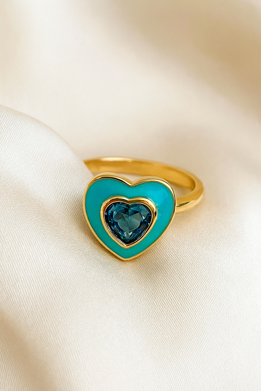 Aqua Heartbeat Ring