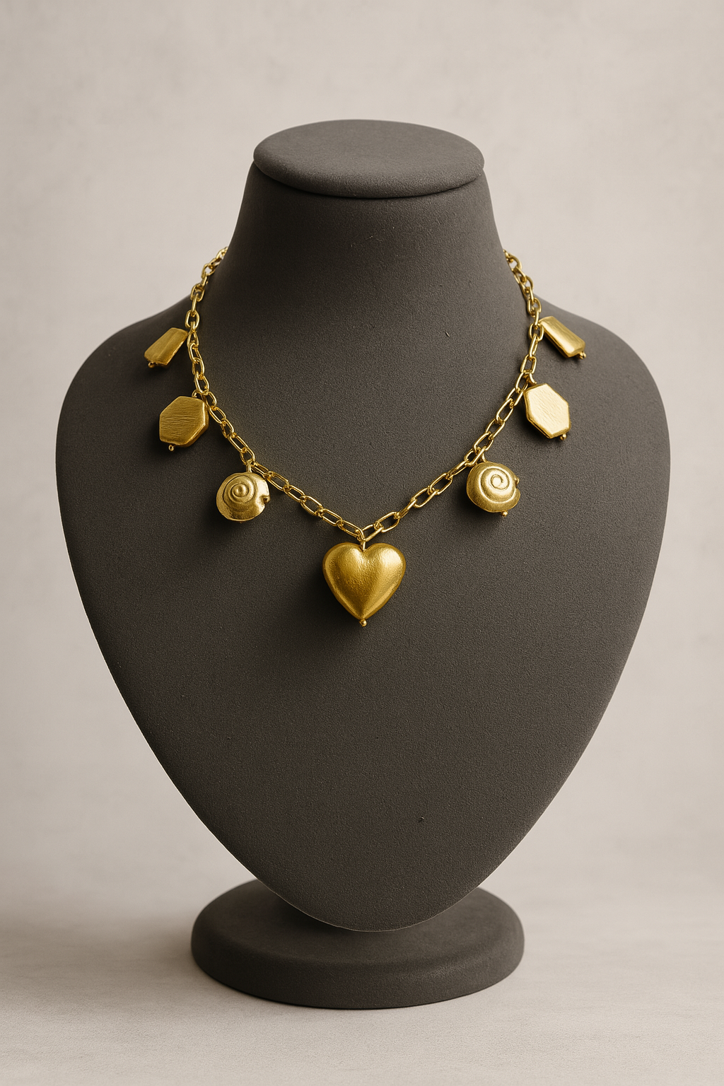 Gilded Charm Heart Necklace
