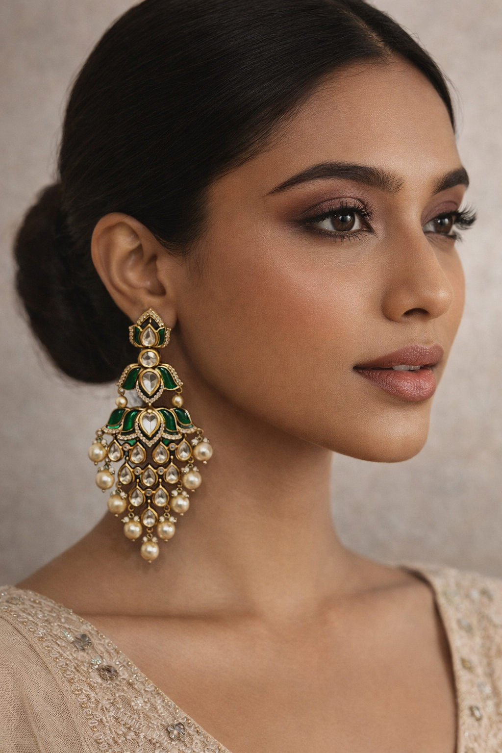 Raha Padma Polki Chand Earrings