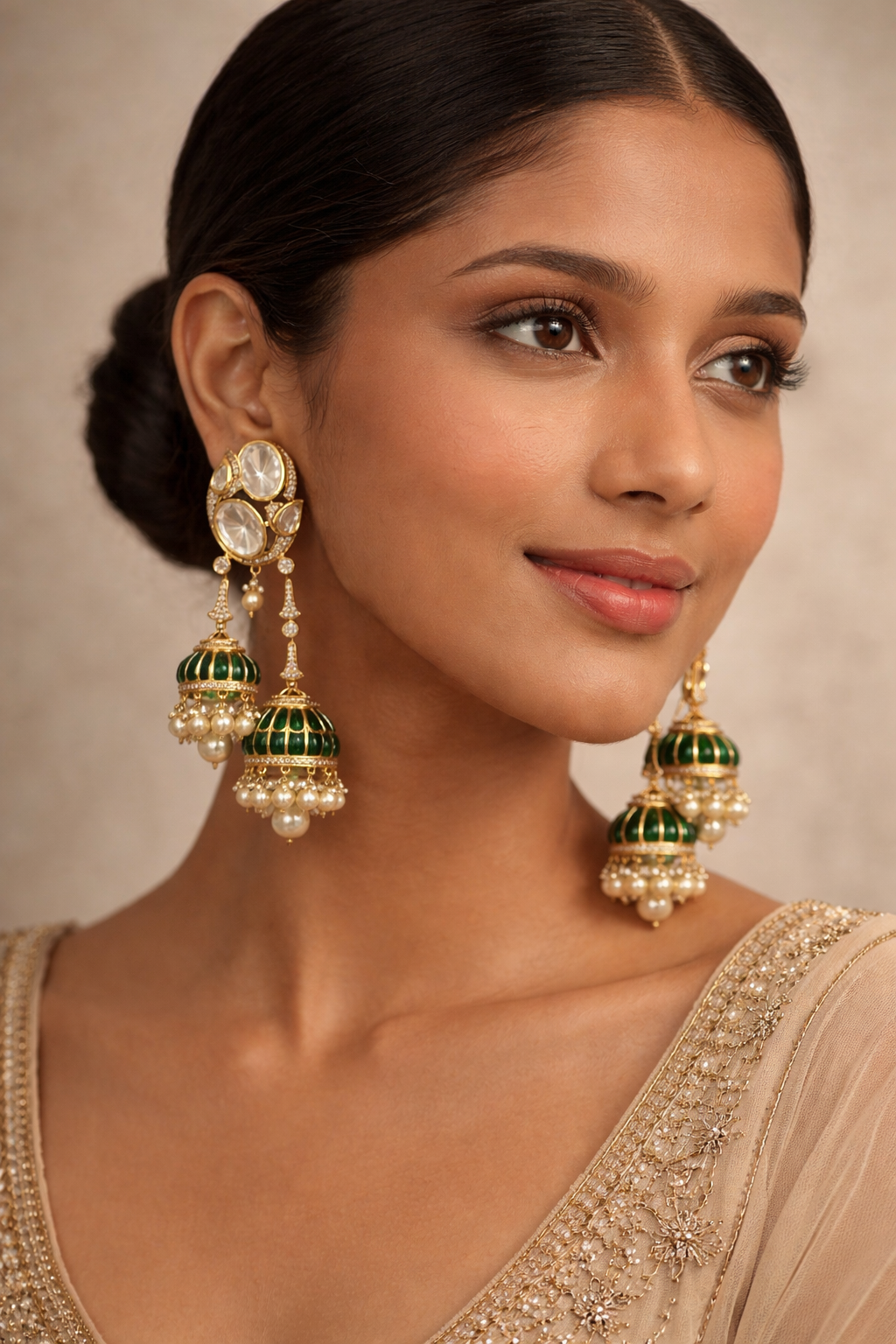 Rahasya Jharna Polki Jhumka Earrings