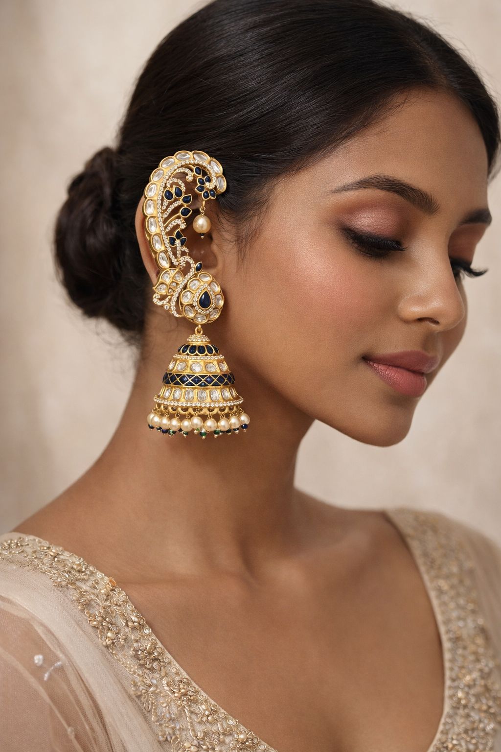 Paro Royal Ear Cuff Jhumka Earrings