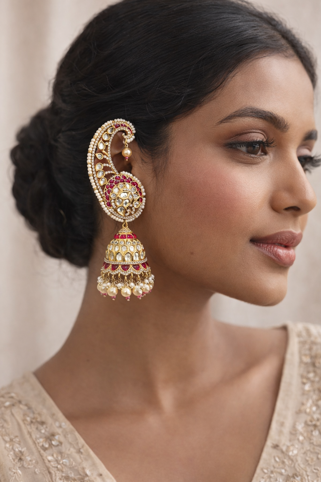 Meera Paisley Ear Cuff Jhumka Earrings