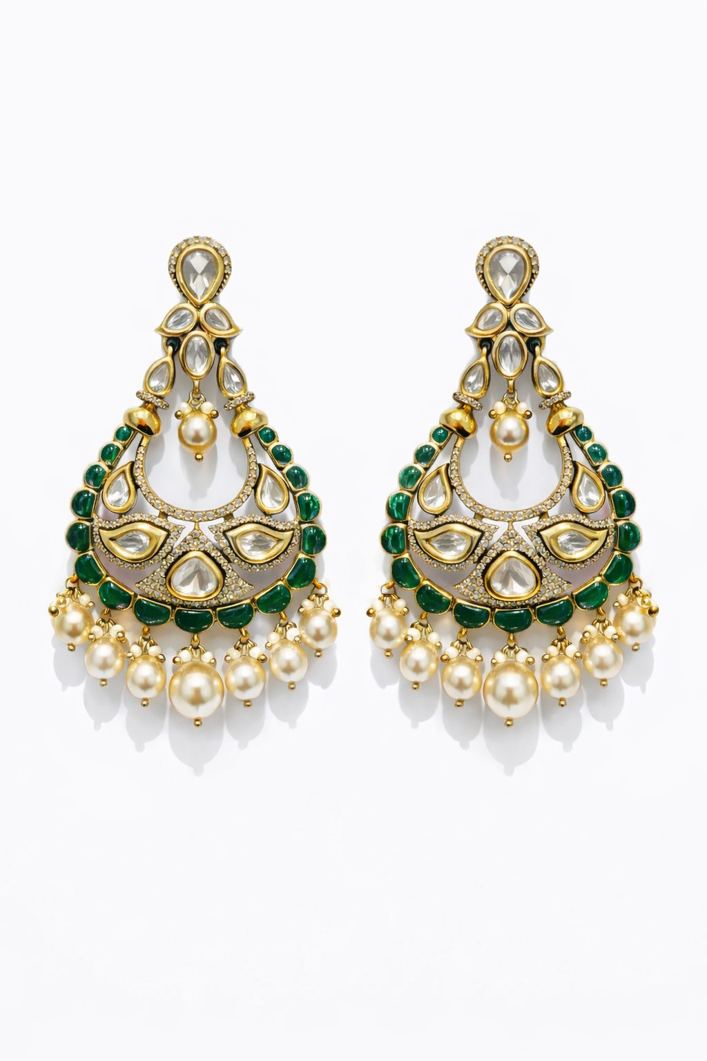 Riya Polki Pearl Chandbali Earrings