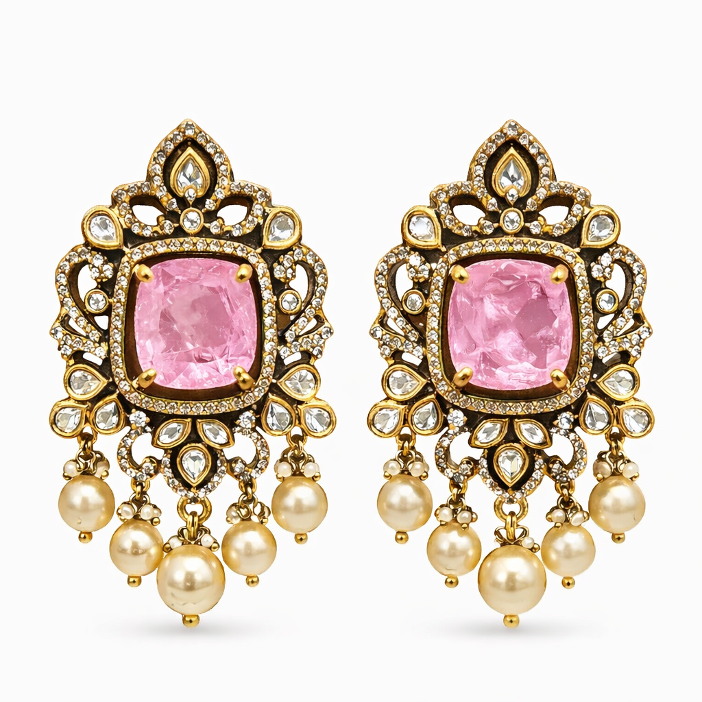 Zoya Polki Pearl Drop Earrings