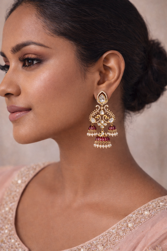 Zoya Noor Polki Pearl Jhumka Earrings