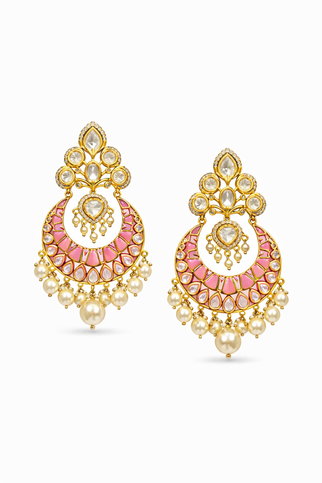 Meher Chand Polki Pearl Earrings