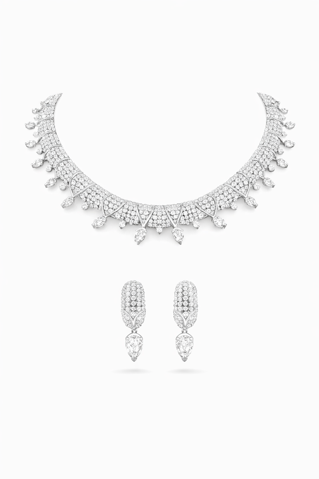 Alina Emerald Drop Diamond Necklace Set