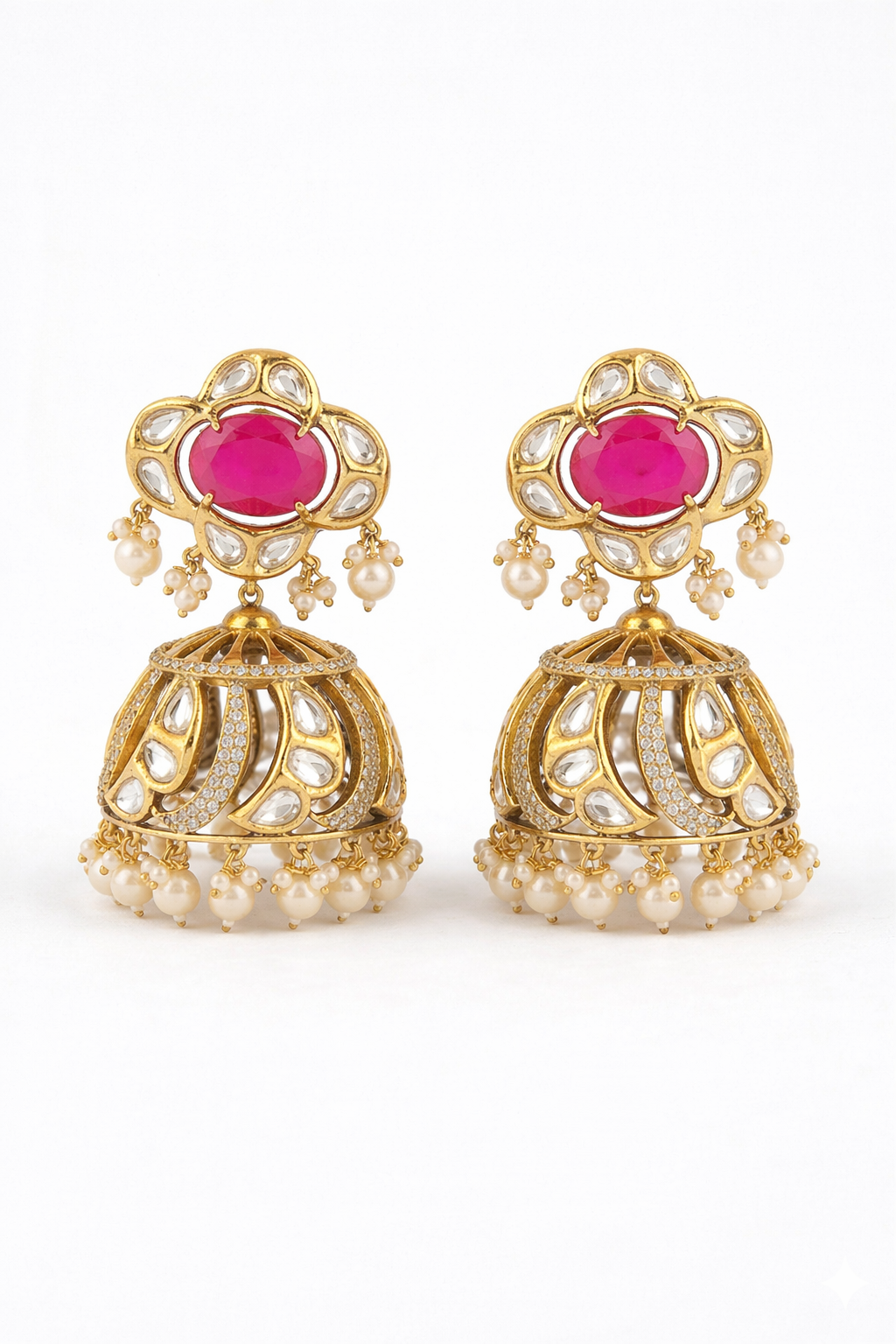 Tara Polki Pearl Jhumka Earrings