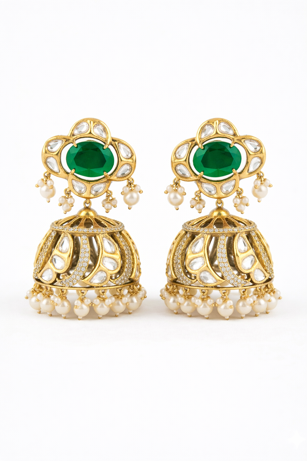 Tara Polki Pearl Jhumka Earrings