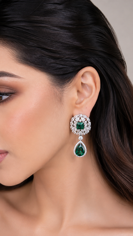 Emerald Celestia Royale Drop Earrings