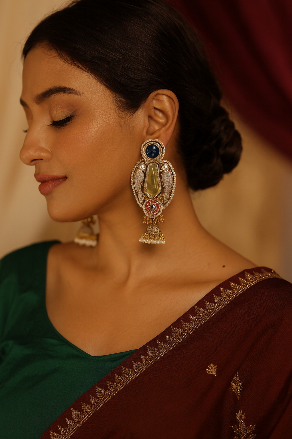 Royal Parrot Charm Jhumkas