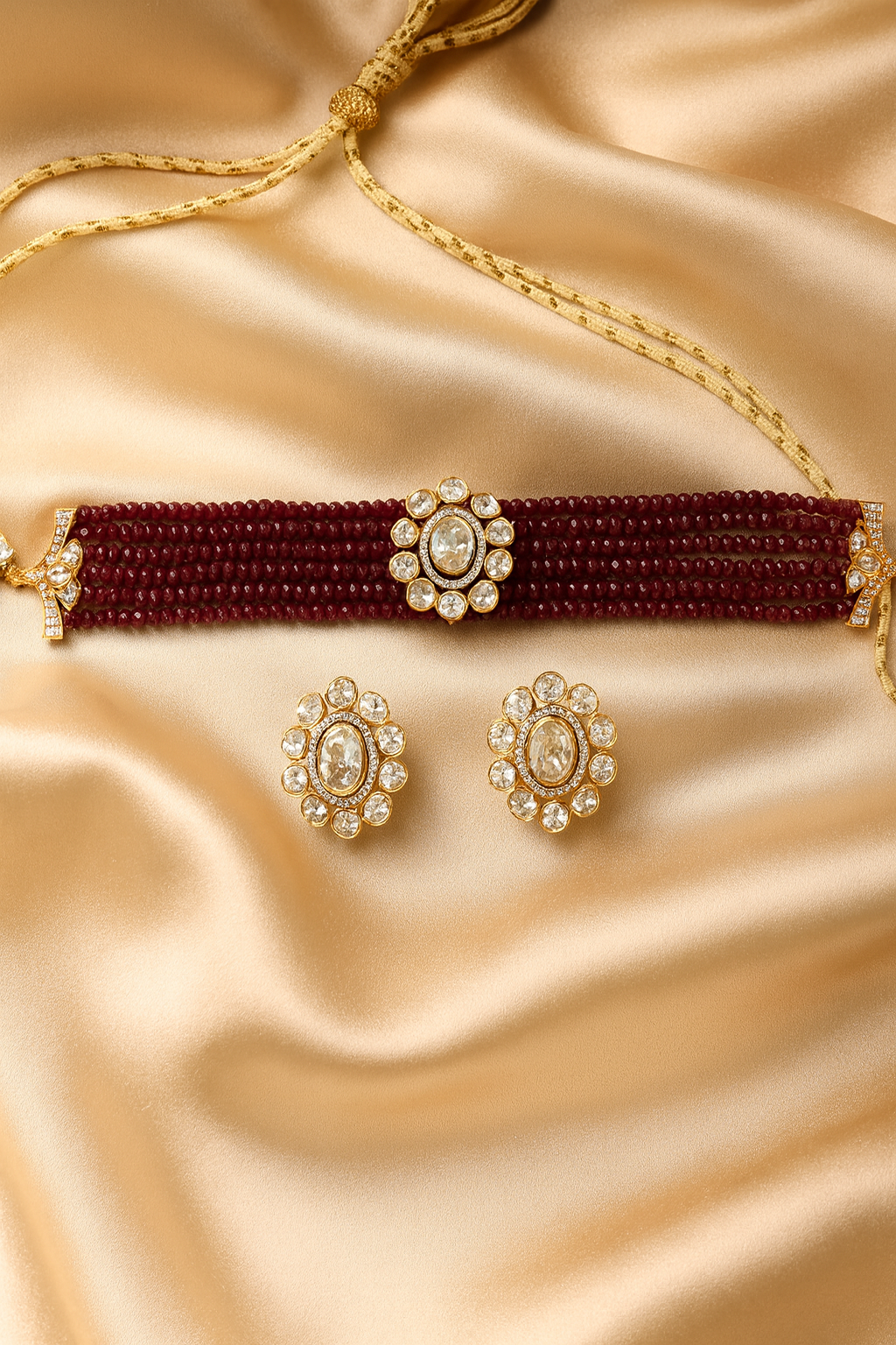 Regal Maroon Kundan Choker Set