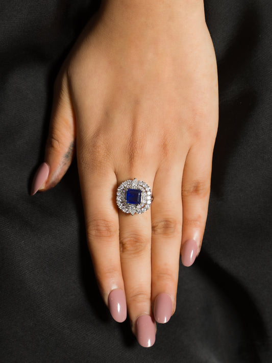 Cobalt Halo Ring