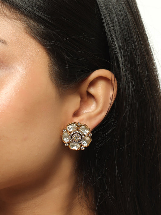 Noor Blossom Polki Stud Earrings