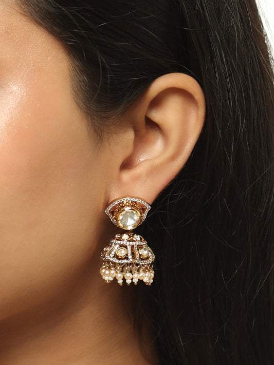 Ziya Polki Pearl Jhumka Earrings