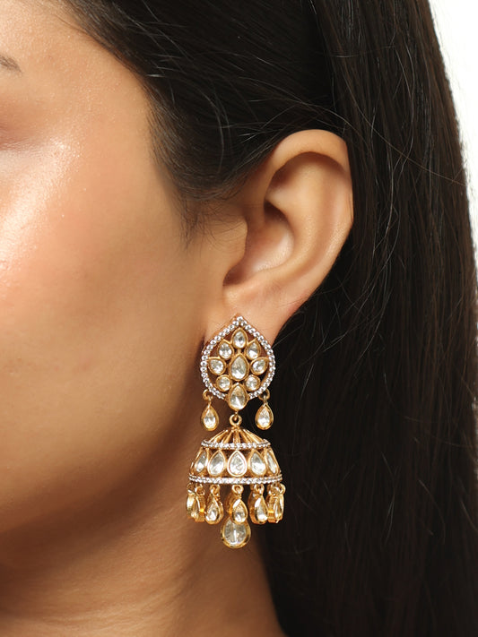 Noorza Teardrop Polki Jhumka Earrings