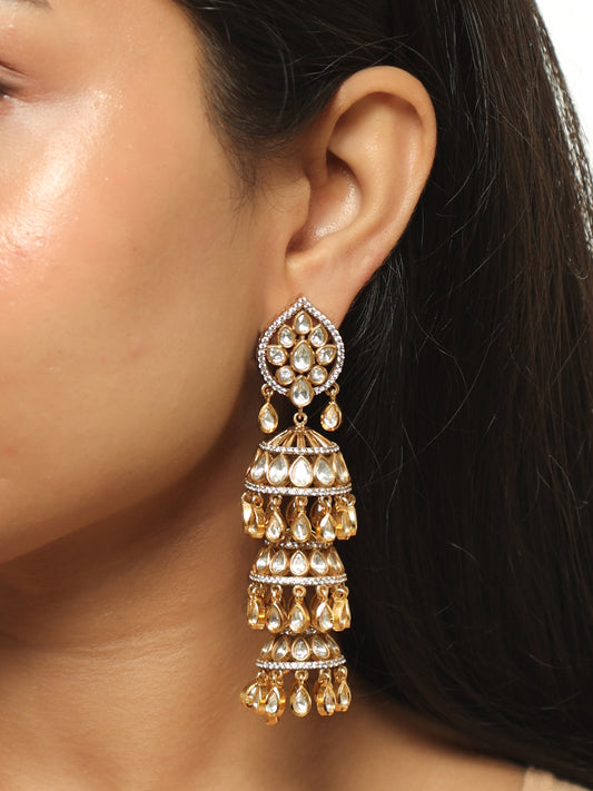 Zareen Polki Tiered Jhumka Earrings