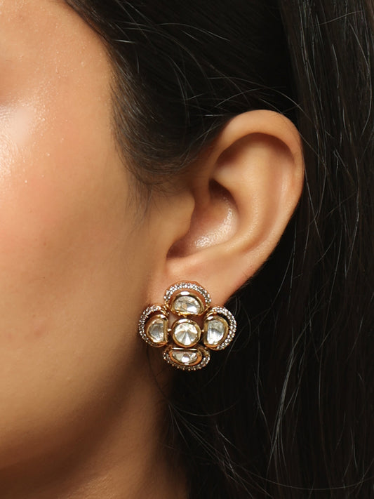 Meher Polki Floral Stud Earrings
