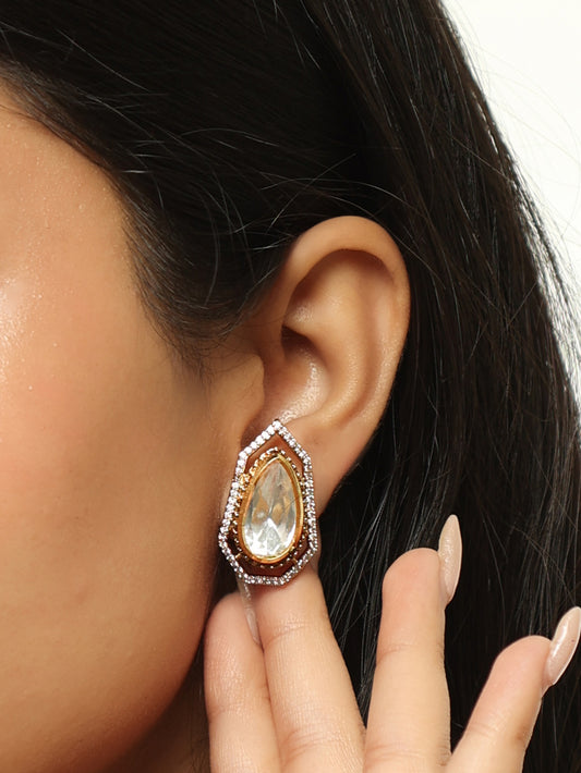 Noor Teardrop Polki Statement Stud Earrings