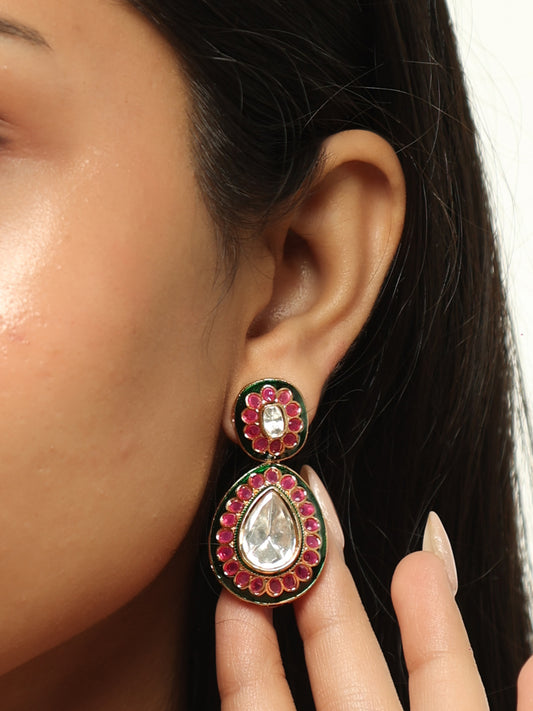 Aabha Ruby Polki Statement Stud Earrings