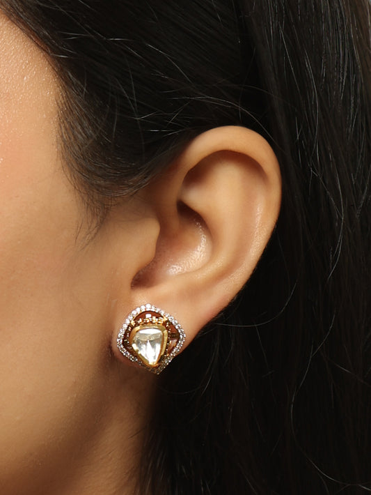 Iraa Polki Solitaire Stud Earrings