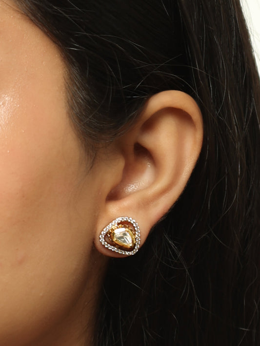 Elara Polki Triangle Stud Earrings
