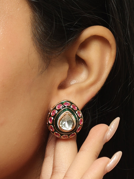 Meher Polki Ruby Statement Stud Earrings