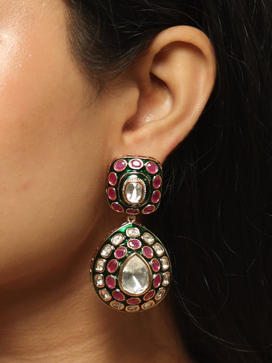 Zareen Polki Ruby Drop Earrings