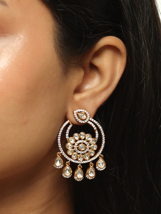Avira Polki Floral Hoop Earrings