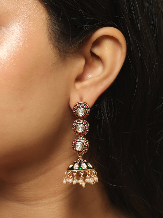 Meher Polki Meenakari Jhumki Earrings
