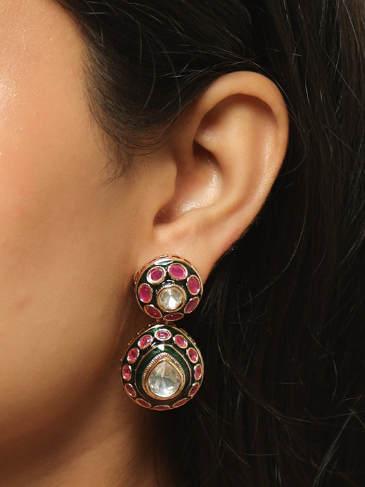 Ruhani Polki Meenakari Drop Earrings