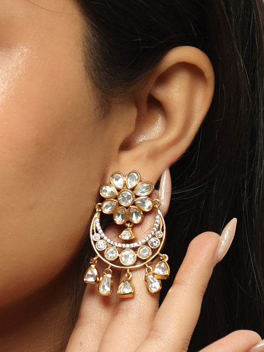 Aafiya Polki Floral Chandbali Earrings