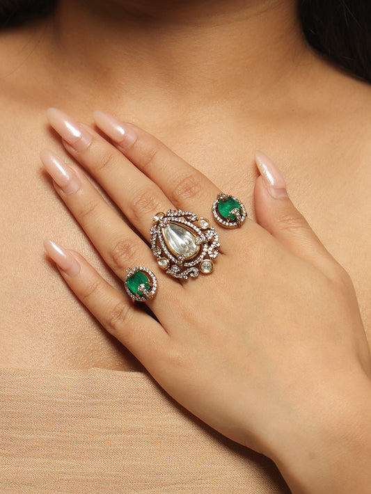 Aadhya Polki Pear Statement Ring