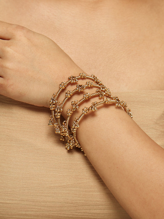 Kundan Floral Charm Bangle Set