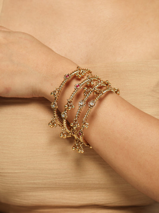 Ruby Twist Ghungroo Bangle Set