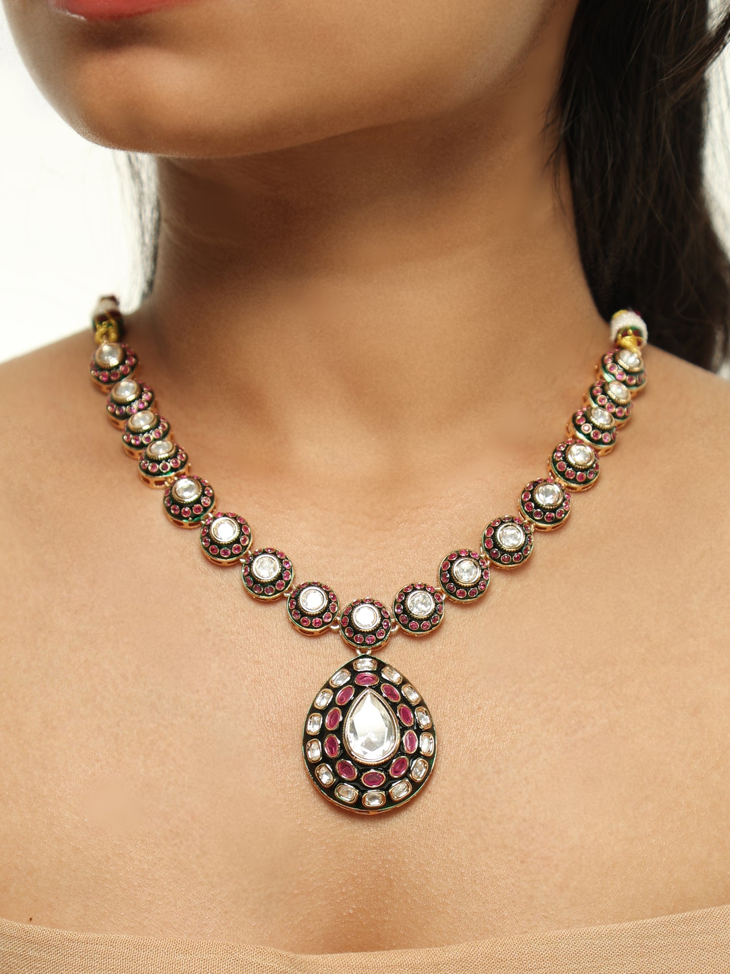 Zareen Ruby Polki Necklace Set