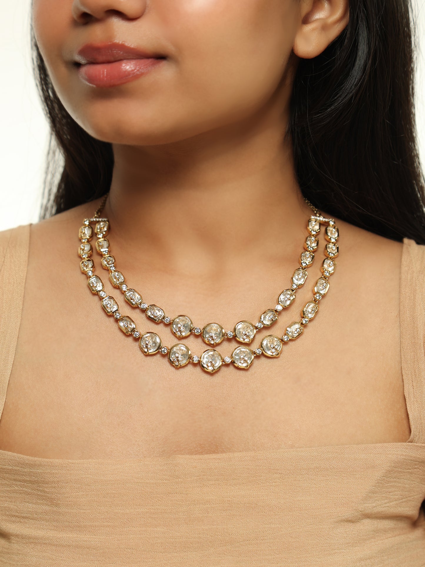 Ziya Double Layer Polki Necklace Set