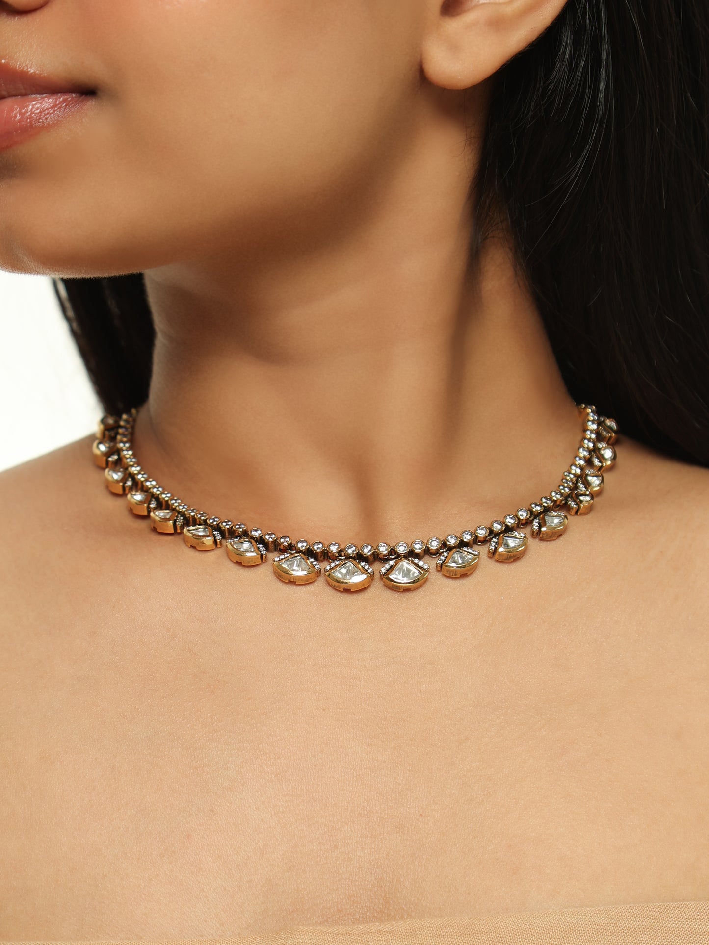 Noor Petal Polki Choker Necklace Set