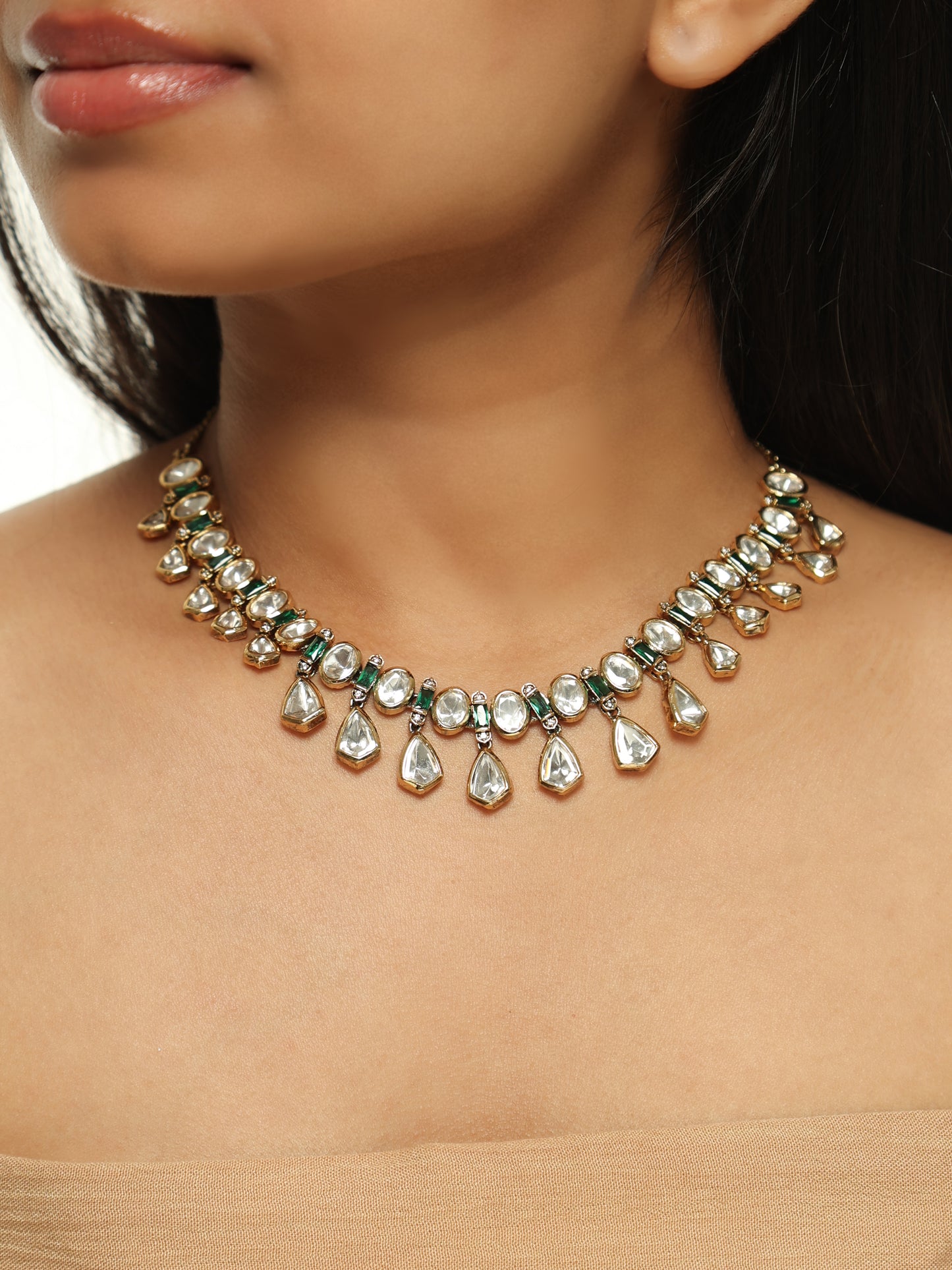 Emerald Dew Polki Choker Set