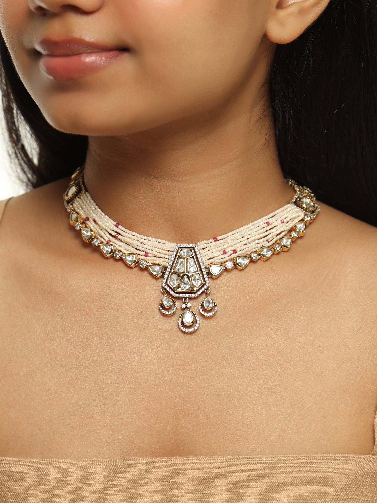 Mriga Pearl Polki Choker Set