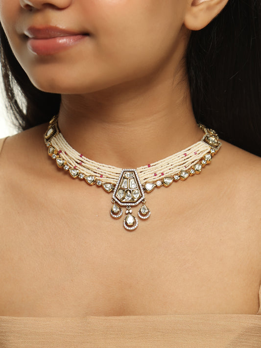 Mriga Pearl Polki Choker Set