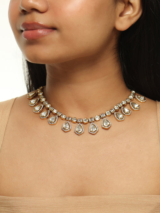 Vanya Teardrop Polki Fringe Choker Set