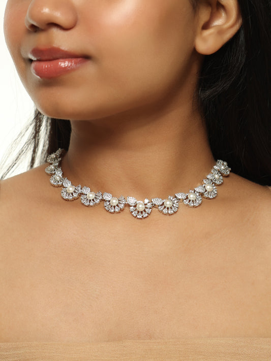Pearl Blossom Diamond Choker Set