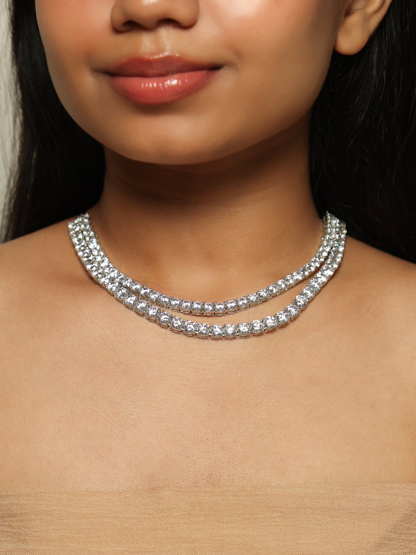 Celeste Double Tennis Diamond Necklace Set