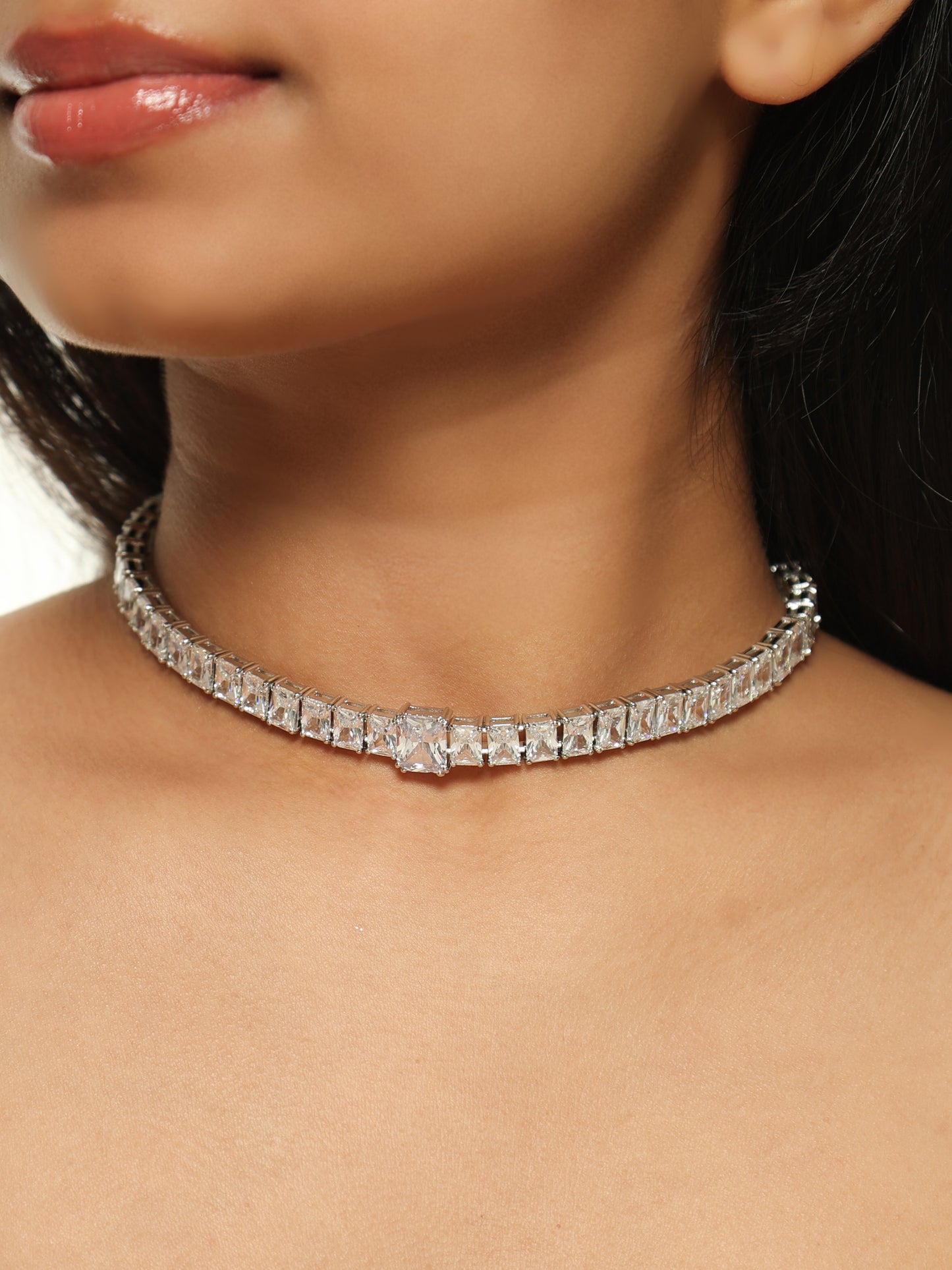 Regal Emerald-Cut Tennis Choker Set