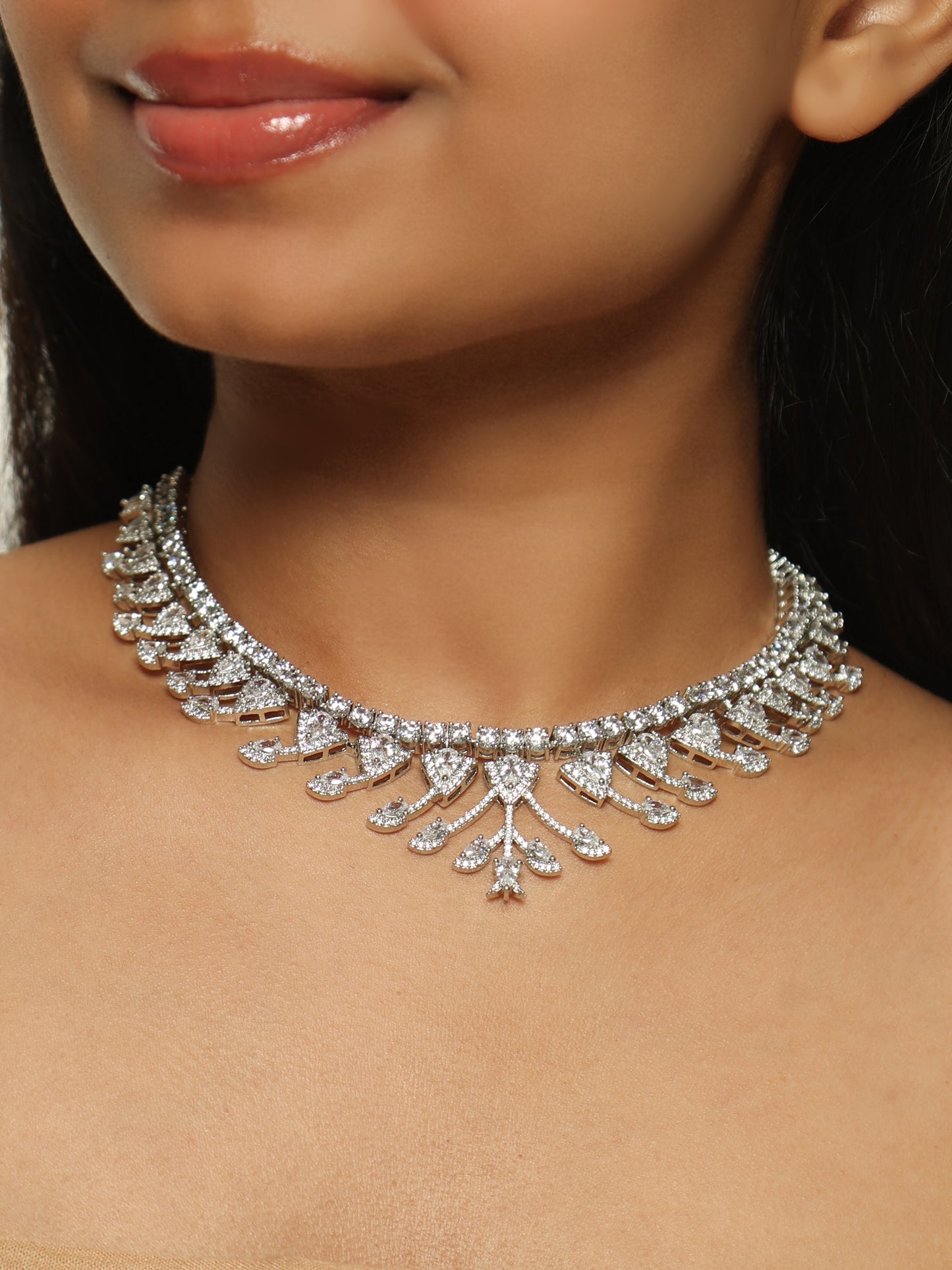 Royal Fringe Diamond Choker Necklace Set