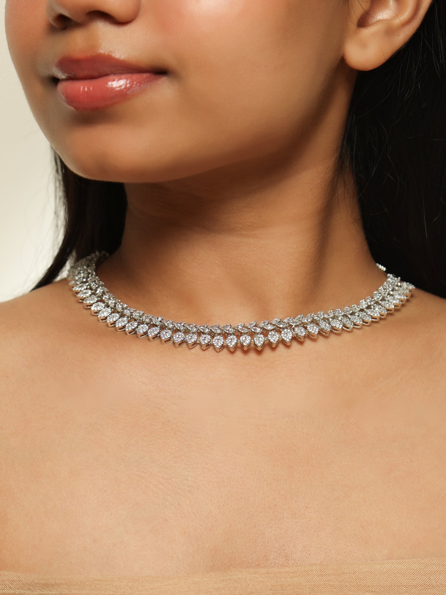 Celeste Fringe Diamond Choker Necklace Set